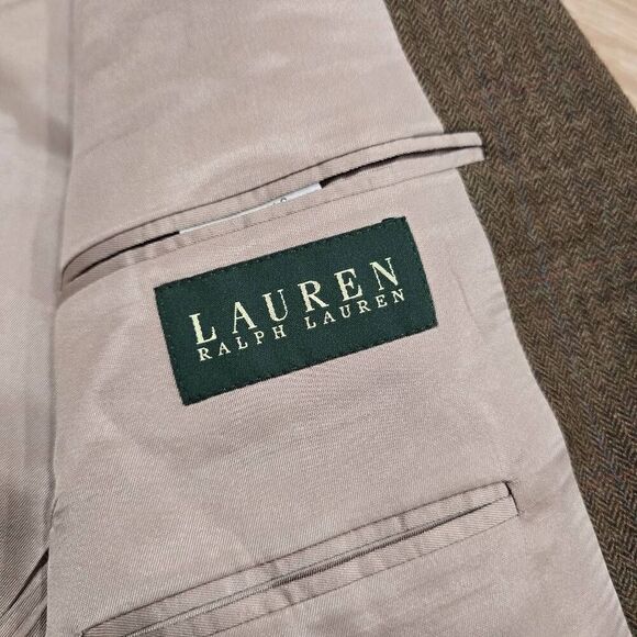 Lauren Ralph Lauren Blazer Men's 44S Brown Notch 100% Wool Formal Office Career - Picture 7 of 9